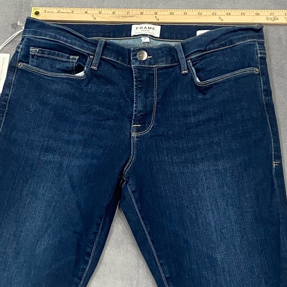 Frame Le Skinny De Jeanne Ripped Crop Skinny Jeans, Size 32  Blue New With Tags - Picture 3 of 14